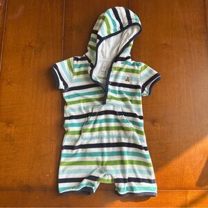 Baby Gap Terrycloth Striped Hooded Romper- Swim Cover Up 6-12 months